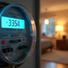 Cyfrowy licznik energii pokazuje 3354. To jest numer licznika, który jest kluczowy do monitorowania zużycia prądu w domu.